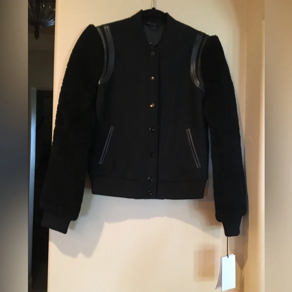 Ugg Black Wool Sheepskin Bomber Jacket